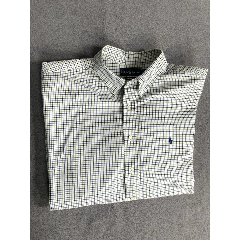 Lauren Ralph Lauren Shirt Men 18‎ 34/35 Plaid Classic Fit Plaid Button Down